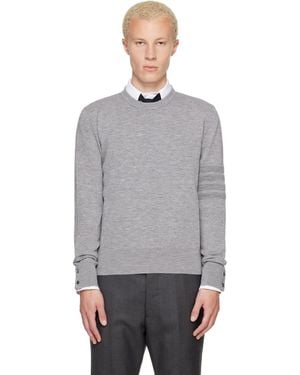 Thom Browne Pull Aviateur Gris À Quatre Rayures