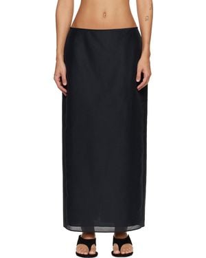 LE17SEPTEMBRE Sheer Structured Midi Skirt - Black
