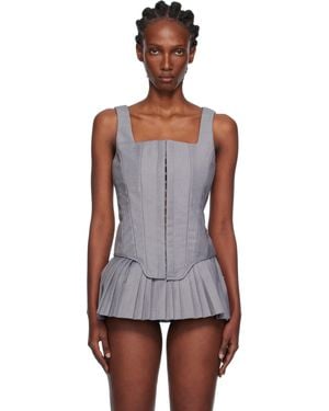 Pushbutton Sleeveless Bustier Top - Black