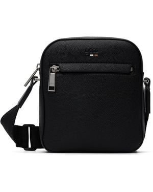 BOSS Signature-Stripe Trim Reporter Bag - Black