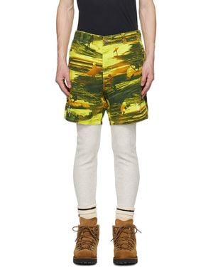 ERL Green Embroidered Shorts - Yellow