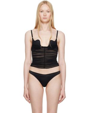 Fleur du Mal Seduce U-Plunge Mesh Cami Bra - Black