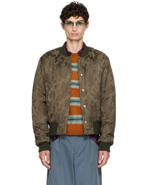 Dries Van Noten Khaki Pattern Bomber Jacket - Brown