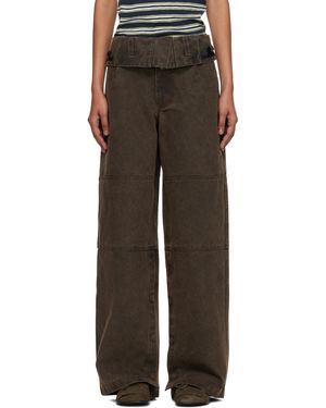 ANDERSSON BELL Pantalon De Travail Brun À Taille Repliée - Noir