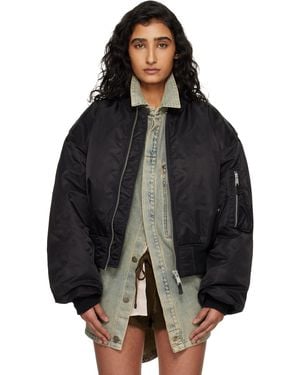 Entire studios Cropped Broad Bomber Jacket - Black