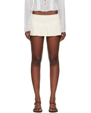 GUIZIO Off- Pleated Micro Miniskirt - White
