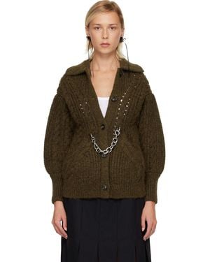 Simone Rocha Khaki Sculpted Chunky Knit Chain Detail Cardigan - Green