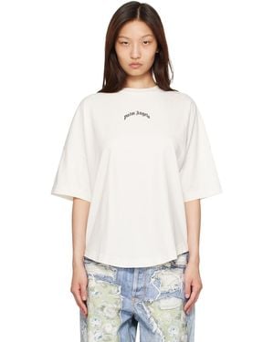 Palm Angels Off- Curved Logo Over T-Shirt - White