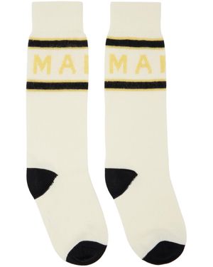 Marni オフホワイト モヘアロゴ ソックス - ナチュラル