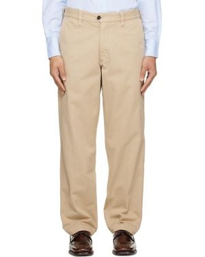 Drake's Heavy Cotton Flat Front Trousers - Natural