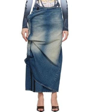 Y. Project Velcro Denim Midi Skirt - Blue