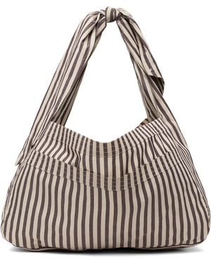 SC103 Taupe & Off- Cocoon Sac Tote - Metallic
