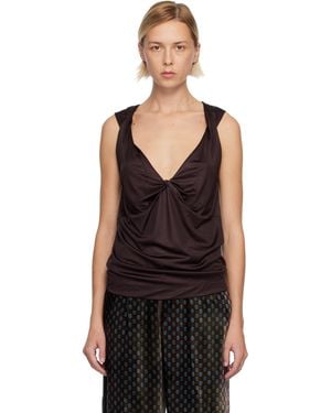 Dries Van Noten Burgundy Twisted Tank Top - Black