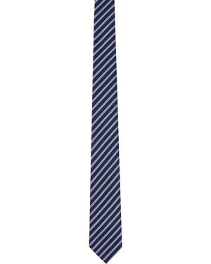 ZEGNA ネイビー ストライプ ネクタイ - ブラック