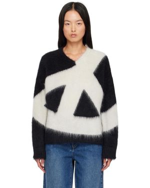Moschino &オフホワイト Peace ブラッシュド モヘア セーター - ブラック