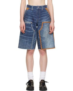 ANDERSSON BELL Trompe L'Oeil Double-Knee Denim Shorts - Blue