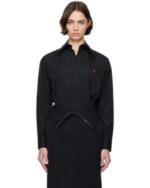 McQueen Chemise Noire À Crâne Brodé