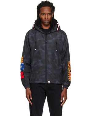 A Bathing Ape Colour Camo Reflective Ripstop Shark Full Zip Jacket - Black