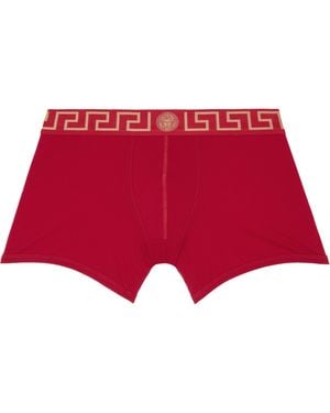 Versace Cotton-Jersey Long Boxer Briefs - Red