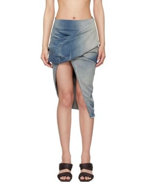 Rick Owens Hollywood Low Twist Denim Midi Skirt - Blue