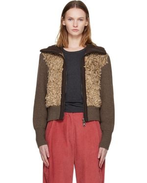 ANDERSSON BELL Fur Combo Knit Cardigan - Red