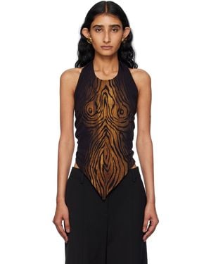 Jean Paul Gaultier Scarf Printed Wood Top - Black