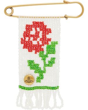 Vivienne Westwood Rose Beaded Charm Brooch - White