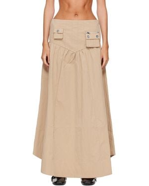 Ganni Washed Cotton Corset Maxi Skirt - Natural