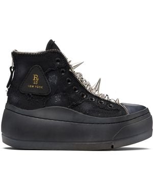 R13 Lace Free Kurt High Top Trainers - Black