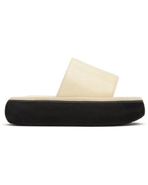 サンダル・ミュール Gemini Slides - Elleme - White/Black - Leather Gemini Slides - Elleme - White/Black - Leather