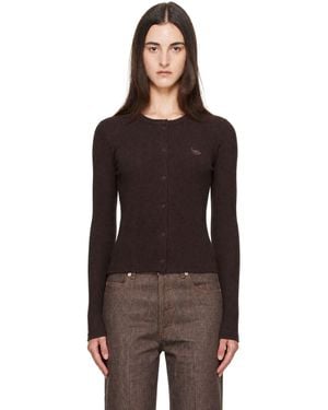 Maison Kitsuné Baby Fox Ribbed Cardigan - Brown