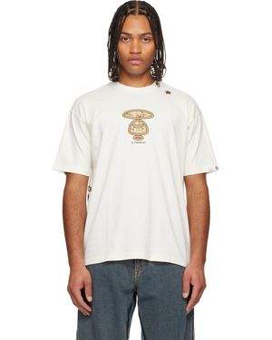 Aape By A Bathing Ape T-Shirt À Manches Courtes Blanc Cassé À Logo Moonface