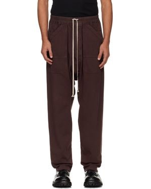 Rick Owens Burgundy Concordians Classic Drawstring Cargo Trousers - Black