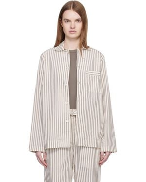 Tekla Off- Poplin Long-sleeved Pyjama Shirt - White