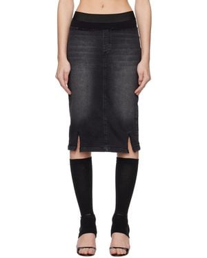 PROTOTYPES Waistband Pencil Denim Midi Skirt - Black