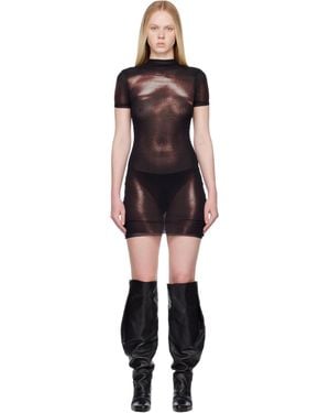 Jean Paul Gaultier Burgundy 'The Short Bronze Body Dust' Minidress - Black