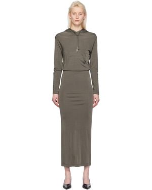 Dion Lee Khaki Gathered Maxi Dress - Black