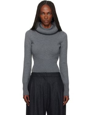 Alaïa Sculptural Hood Ribbed Knit Turtleneck - Black