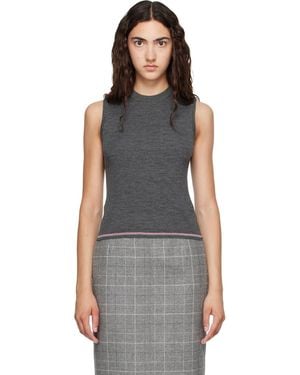 Thom Browne Merino Wool Rwb Stripe Tank Top - Grey