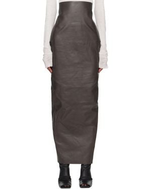 Rick Owens Concordians Dirt Pillar Leather Maxi Skirt - Black