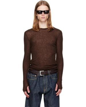 Tonywack Sheer Wool Ribbed Knit Jumper - Brown