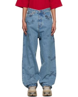 Vetements Passport Stamps Jeans - Blue