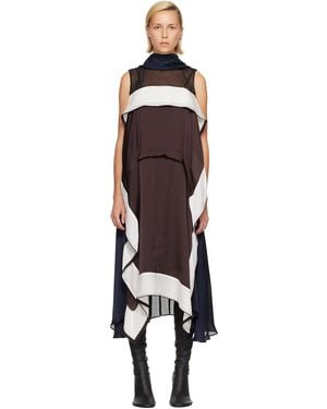 Sacai Satin & Chiffon Midi Dress - Multicolor