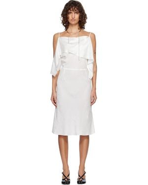 MM6 by Maison Margiela Off- Folded Jacquard Slip Midi Dress - Black