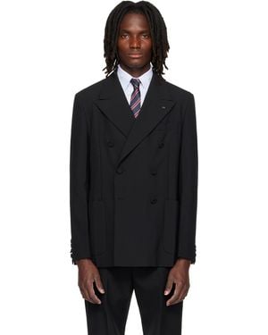 Valentino Double-Breasted Wool Blazer - Black