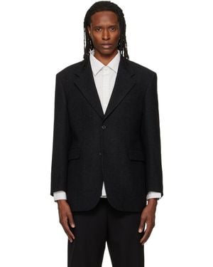 Tonywack Herringbone Wool Relaxed Tailored Blazer - Black