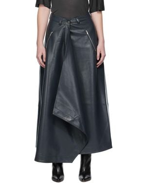 Nanushka Neith Draped Vegan Leather Maxi Skirt - Black