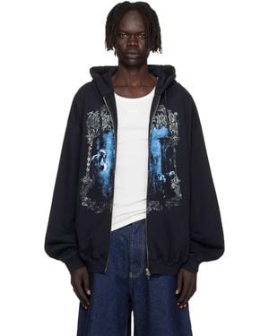 Vetements Cradle Of Filth Butterfly Oversized Zip-Up Hoodie - Blue