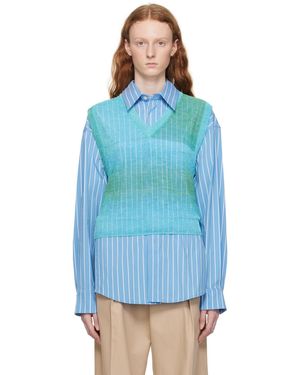 WOOYOUNGMI Blue Gradient Stripe Vest