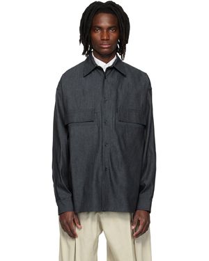 SAGE NATION Chemise Vincent Bleue En Denim - Noir
